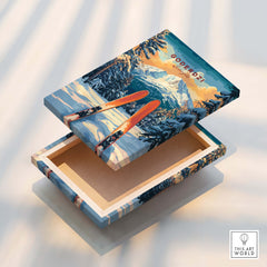 Goderdzi Ski Wall Art Print Georgia featuring a beautifully designed ski box showcasing mountain views.