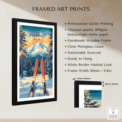 Goderdzi Ski Wall Art Print Georgia framed with professional giclée printing and handcrafted wooden frame.