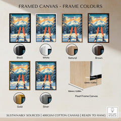 Framed Goderdzi Ski Wall Art Print Georgia options in various frame colors including black, white, natural, brown, gold, and silver.