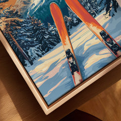 Goderdzi Ski Wall Art Print Georgia showcasing vibrant skis on a snow-covered slope in a stunning winter landscape.