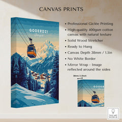 Goderdzi Print Georgia showcasing a ski lift in the mountains, perfect for home decor and inspiring ski adventures.
