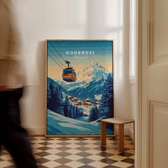 Goderdzi Print Georgia ski print featuring a cable car in the Georgian mountains, enhancing home decor.