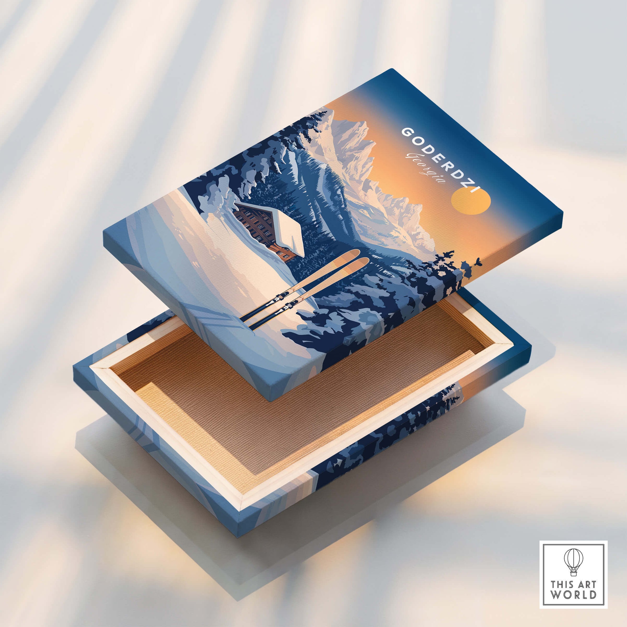 Ski Print Goderdzi Georgia - beautifully designed artwork showcasing Goderdzi mountains and skiing.