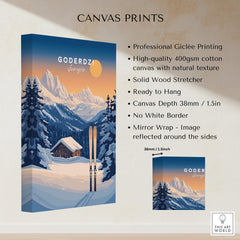 Ski Print Goderdzi Georgia canvas print showcasing mountains and skiing design with high-quality giclée printing.