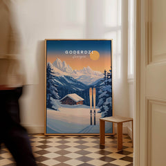 Ski Print Goderdzi Georgia showcasing beautiful mountains and ski scenery in a stylish home setting.