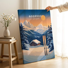 Ski Print Goderdzi Georgia artwork featuring beautiful mountains and skiing scenery in Goderdzi, Georgia.