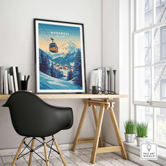Goderdzi Print Georgia showcasing a ski lift in a cozy office setting, perfect for mountain and skiing enthusiasts.