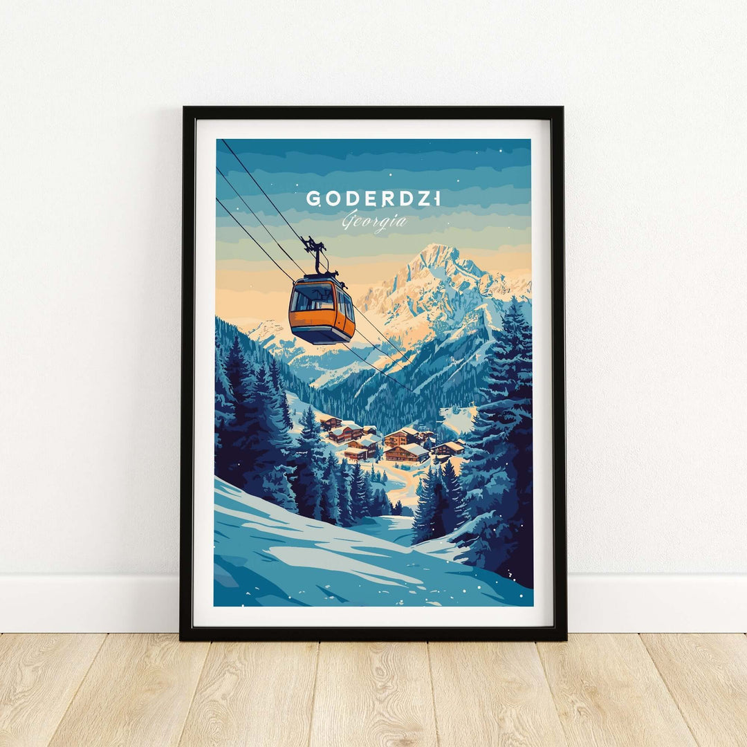 Goderdzi Print Georgia featuring a ski gondola in the scenic Georgian mountains, perfect for home decor and ski enthusiasts.