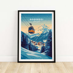 Goderdzi Print Georgia featuring a ski gondola in the scenic Georgian mountains, perfect for home decor and ski enthusiasts.