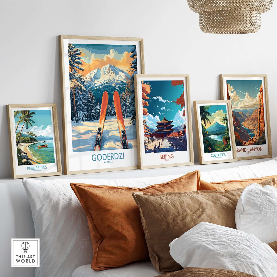 Goderdzi Ski Wall Art poster among travel destination prints, showcasing beautiful landscapes and winter sports decor.