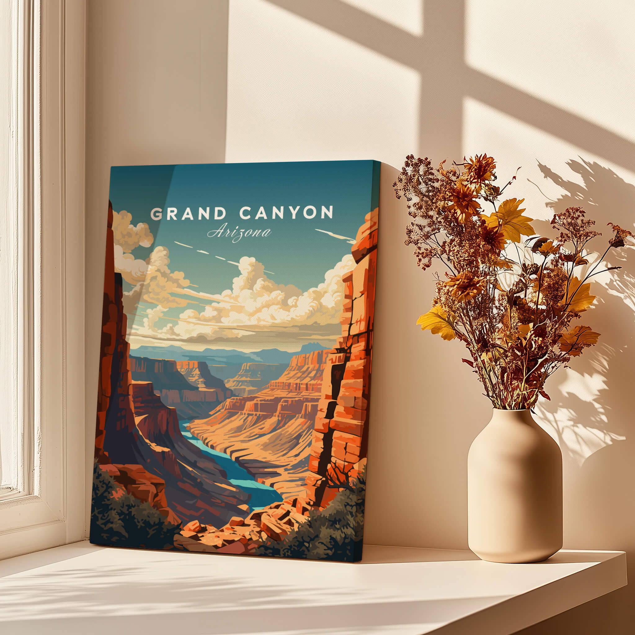 Grand Canyon Poster showcasing the stunning landscape of the Grand Canyon with vibrant colors and details.