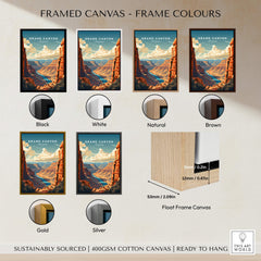 Grand Canyon Poster framed in various colors including black, white, natural, brown, gold, and silver.
