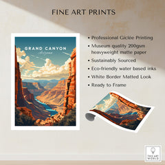 Grand Canyon Poster showcasing a stunning landscape with professional Giclée printing and eco-friendly materials.