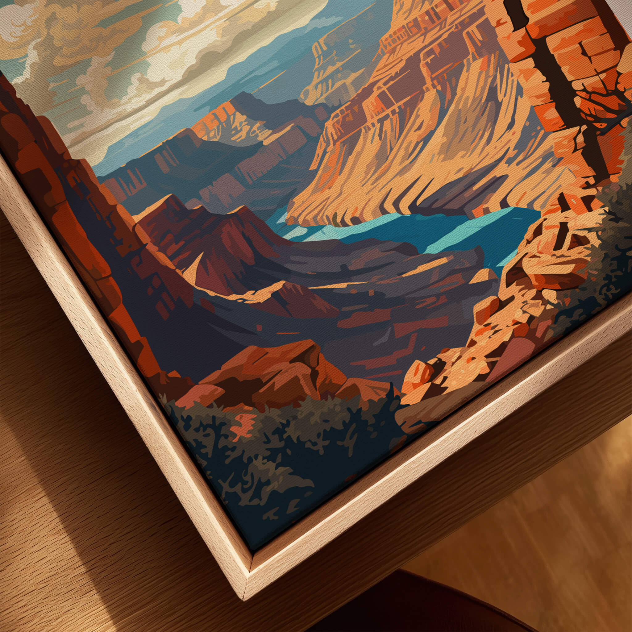 Grand Canyon Poster featuring vibrant landscape and stunning colors, perfect for home or office decor.