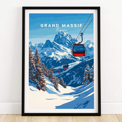 Grand Massif Ski Print showcasing a scenic lift and majestic mountains in France.