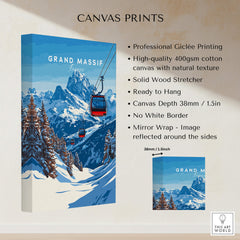 Grand Massif Ski Print - Canvas print featuring the Grand Massif mountain range and ski gondola.