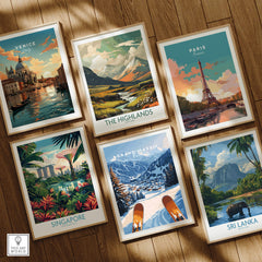 Grand Massif Ski Wall Art among various travel-themed wall art prints, showcasing elegant designs and scenic landscapes.