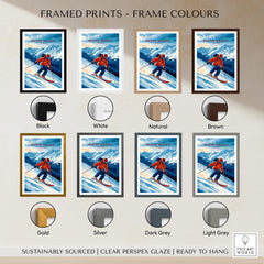 Ski Print Grand Massif France framed prints in various colors including black, white, natural, brown, gold, and silver.