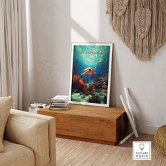 Great Barrier Reef Poster with Turtle