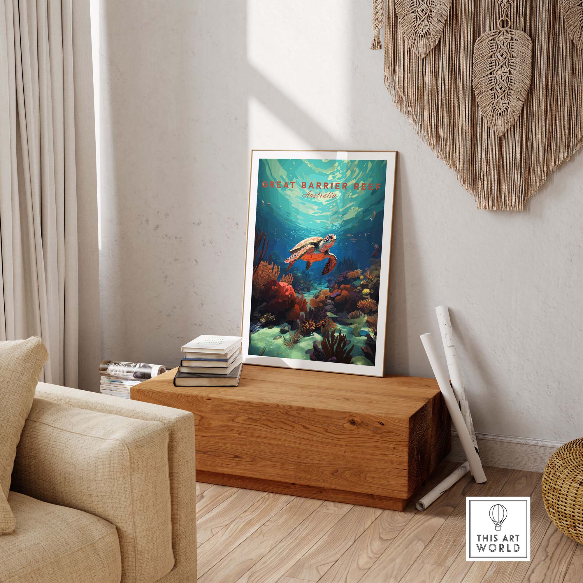 Great Barrier Reef Poster with Turtle