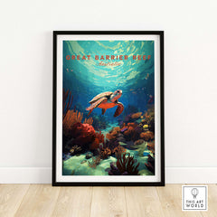 Great Barrier Reef Poster with Turtle
