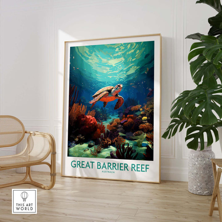 Great Barrier Reef Wall Art with Turtle
