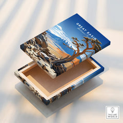 Great Basin National Park art on a decorative box with landscape illustration and mirror edge.