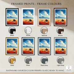 Great Sand Dunes National Park print showing bison on a prairie, framed in eight color options.