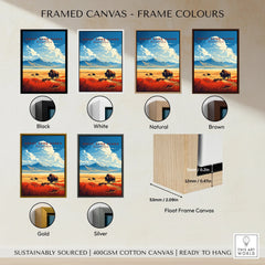Great Sand Dunes National Park poster with bison, shown in six frame color options on canvas.