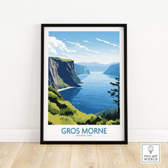 Gros Morne National Park print with cliffs, blue water, and scenic landscape wall art