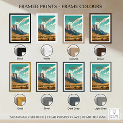 Guadalupe Mountains national park print in eight frame colours, landscape wall art options
