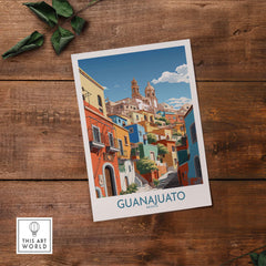 Guanajuato Mexico Art Print featuring vibrant colors and a detailed depiction of Guanajuato's streets.