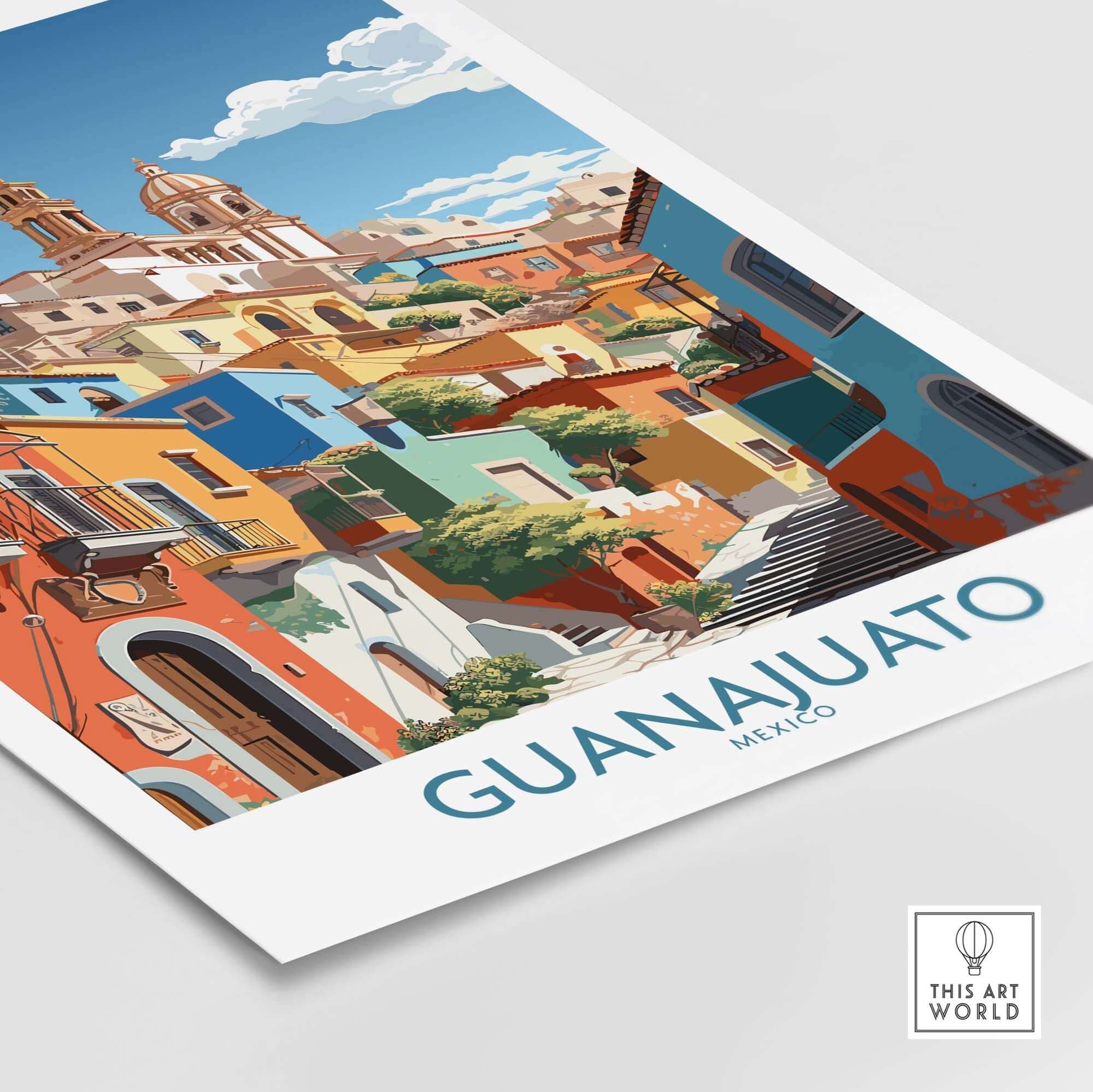 Guanajuato Mexico Art Print showcasing vibrant streets and architecture of Guanajuato, Mexico for home decor.