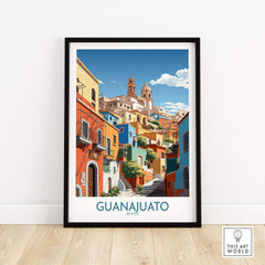Guanajuato Mexico Art Print showcasing colorful buildings and cultural heritage of Guanajuato.