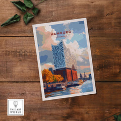 Hamburg Print Germany featuring the iconic Elbphilharmonie, capturing the charm of Hamburg in vibrant colors.
