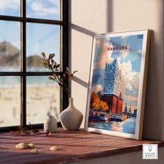 Hamburg Print Germany featuring the Elbphilharmonie, a vibrant art piece capturing Hamburg's charm.