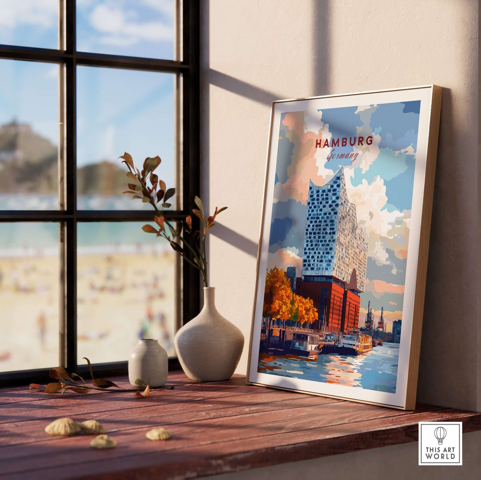 Hamburg Print Germany featuring the Elbphilharmonie, a vibrant art piece capturing Hamburg's charm.
