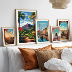 Hawaii Landscape Wall Art - Mauna Kea Mountain Print, Tropical Paradise displayed in a stylish living room setting.