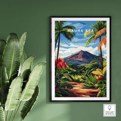 Hawaii Landscape Wall Art - Mauna Kea Mountain Print, Tropical Paradise featuring lush scenery and vibrant flowers.