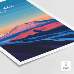 Hawaii Mountain Art Print - Mauna Kea Landscape Poster, Island Scene showcasing vibrant colors and stunning volcano view.