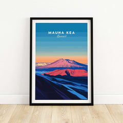 Hawaii Mountain Art Print - Mauna Kea Landscape Poster, Island Scene showcasing vibrant colors of Mauna Kea.