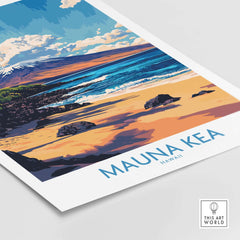 Hawaiian Island Wall Art - Beach View Mauna Kea Poster, Ocean Landscape featuring vibrant beach landscape and volcanic scene.