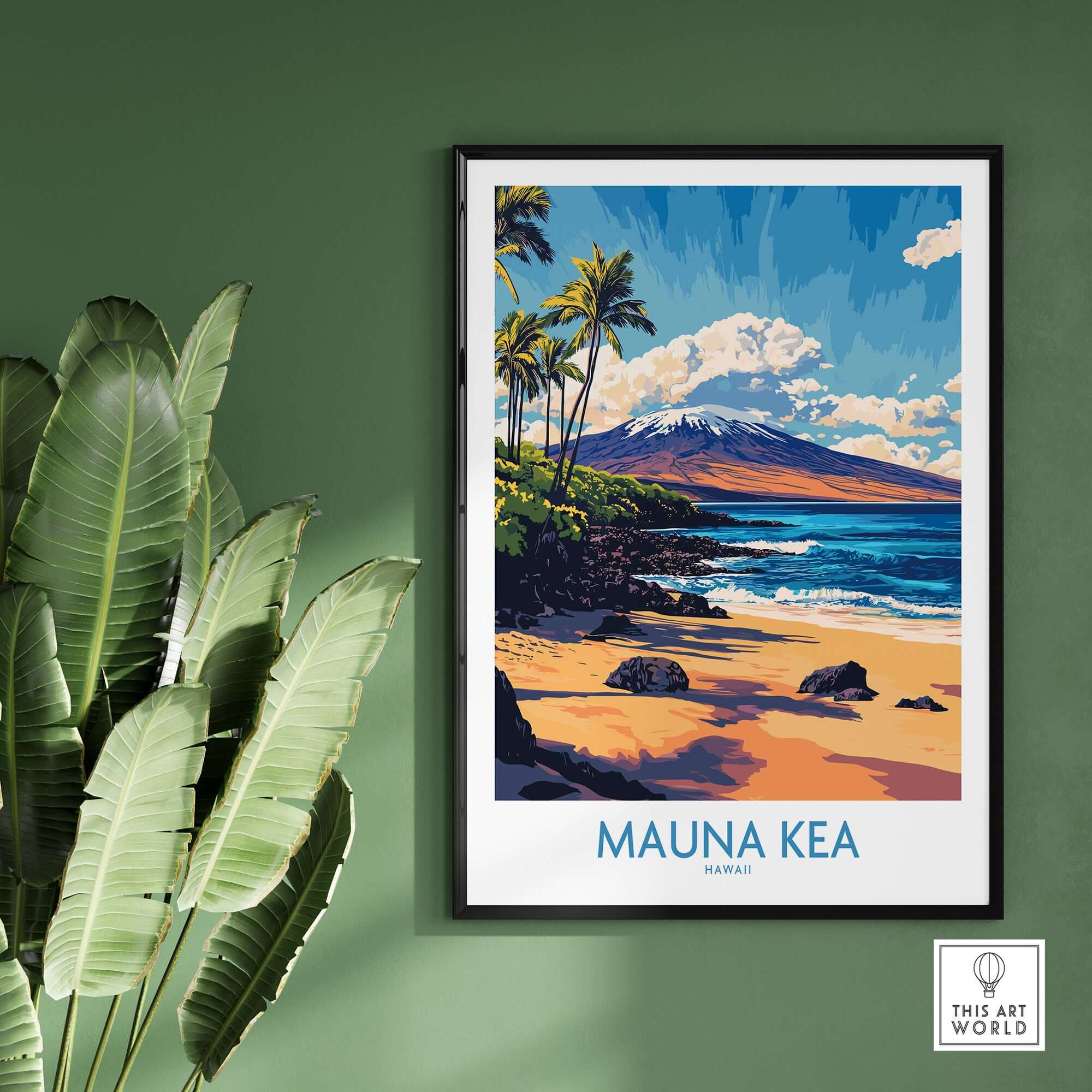 Hawaiian Island Wall Art - Beach View Mauna Kea Poster, Ocean Landscape featuring vibrant beach scenery.
