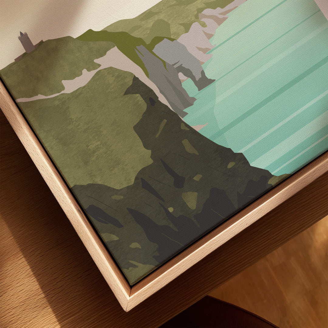 Ireland Print | Wall Art Travel Poster depicting rugged cliffs and turquoise waters of Ireland