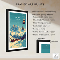Ischgl Ski Print framed art showcasing Austria's ski resort with vibrant colors and detailed Giclée printing.