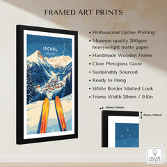 Ischgl Ski Wall Art Print featuring skiing and mountain landscape, framed with professional Giclée printing.