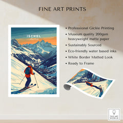 Ski Print Ischgl Austria showcasing a skier on alpine slopes with vibrant colors and stunning details.