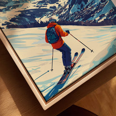 Ski Print Ischgl Austria featuring a skier navigating the slopes in vibrant colors.