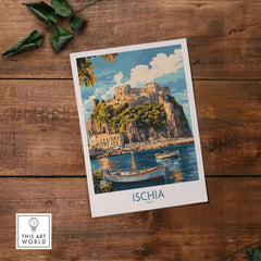 Ischia Wall Art Print Italy featuring a beautiful coastal landscape of Ischia island.