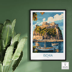 Ischia Wall Art Print Italy showcasing the scenic beauty of Ischia island with vibrant colors and Mediterranean charm.
